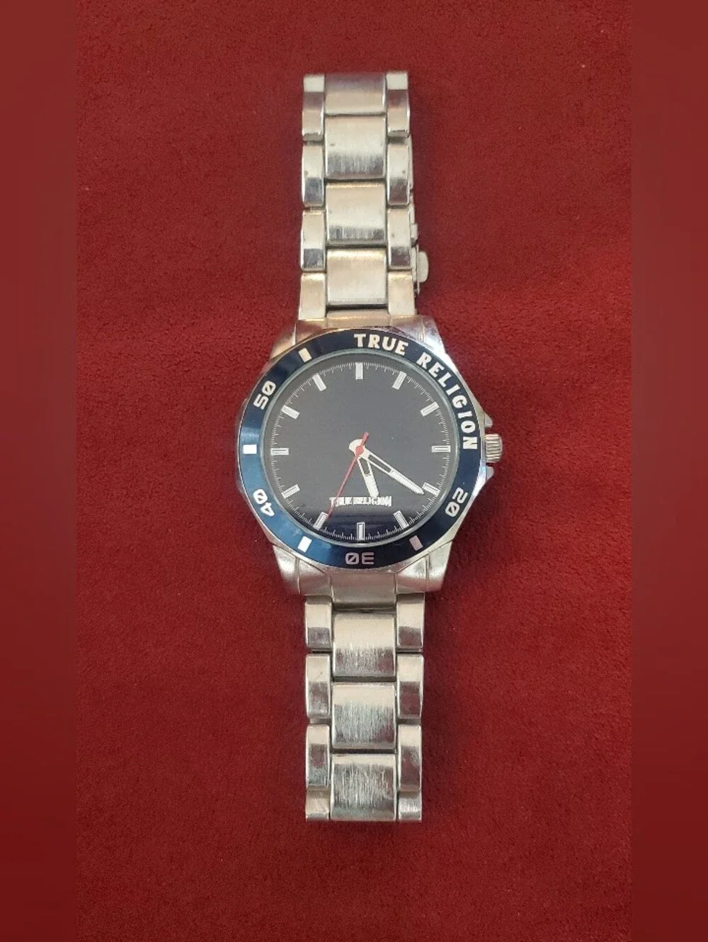 True Religion Silver Stainless Steel Watch with Black Dial